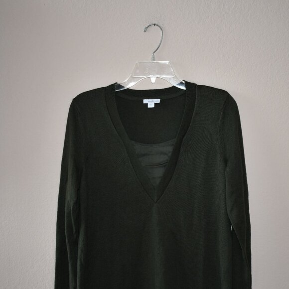 J Jill Women's Green Mock V-Neck LS Cotton Blend Tunic Sweater Shirt Size XS - Picture 2 of 6